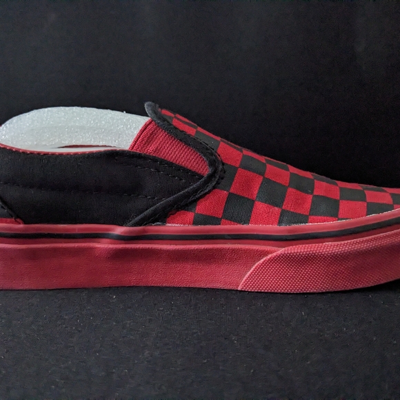 Vans Red and Black Checkered Slip-On Shoes - Picture 5 of 9